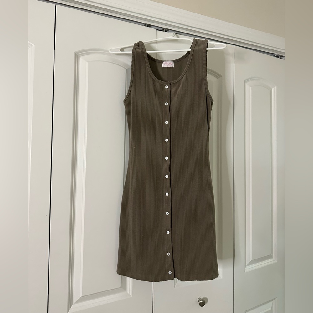 M Brown Button Dress - Pink Lily